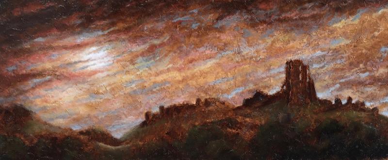 Corfe Castle by Ian Money, a Dorset landscape painting.