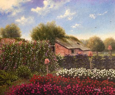 A beautiful painting of an English country garden. Contact Ian Money for purchase details.