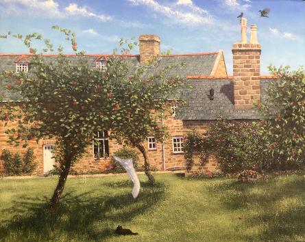 Original oil painting of an English farmhouse in summer. Ideal for a landowner or collector of fine art.