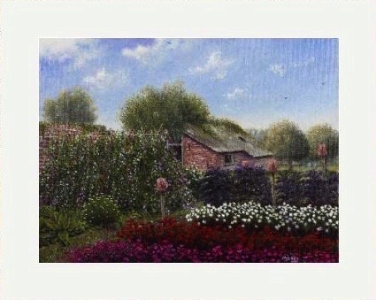 country scene, garden painting, gift for a gardener, original gift, print collector, 