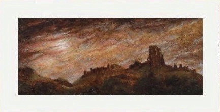 Corfe castle, unusual gift ancient ruin, old master type paintings for sale, buy direct from the artist,